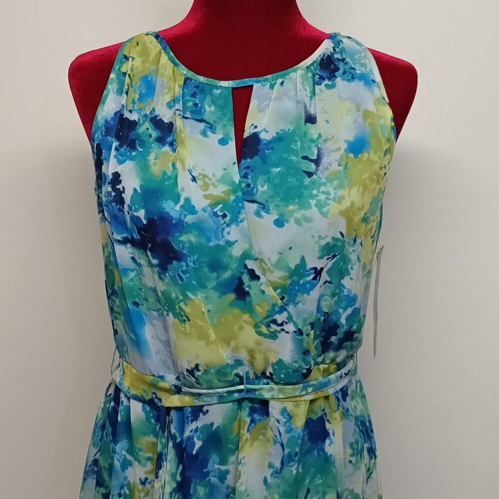 R & K asymmetrical sleeveless keyhole turquoises Midi Dress Sz 8 (M) NWT. summer - Picture 3 of 14